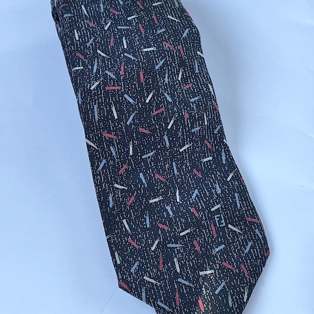 Fendi Roma Mens Multicolor Abstract Silk vintage Neck Tie - Picture 3 of 8